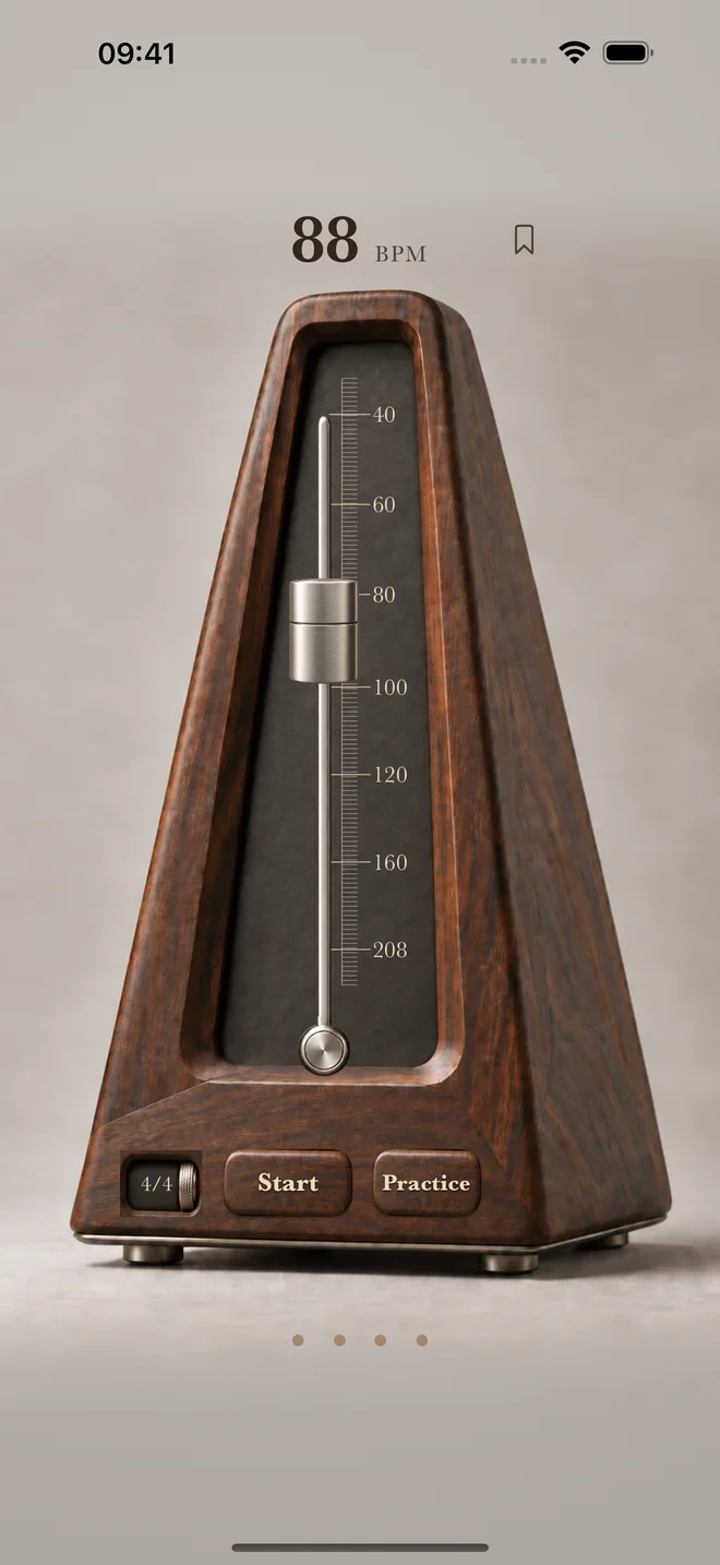BeatPop's wooden metronome at 88 BPM in 4/4